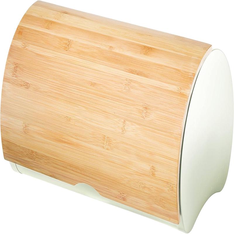 Stainless Steel Hinged Top Bread Box with Bamboo Lid