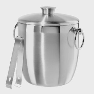 Stainless Steel Ice Bucket w/ Tongs (2.8 Lt, 3 Qt)