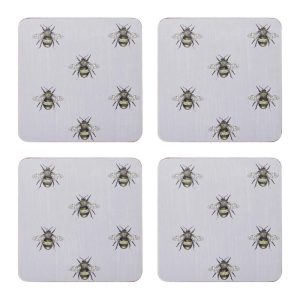 Cork Backed Bee Coasters, Pack of 4