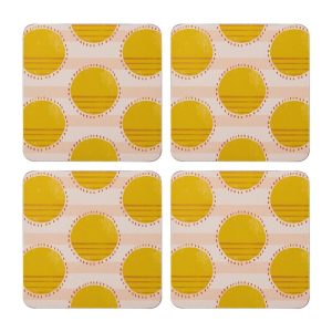 Cork Backed Spotted Coasters, Pack of 4