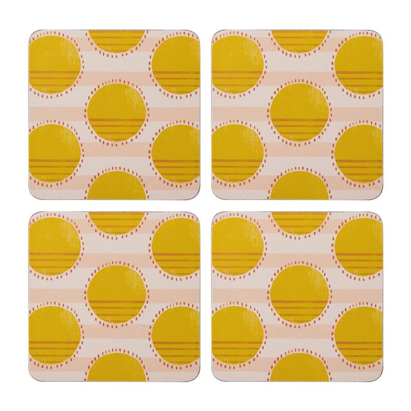 Cork Backed Spotted Coasters, Pack of 4