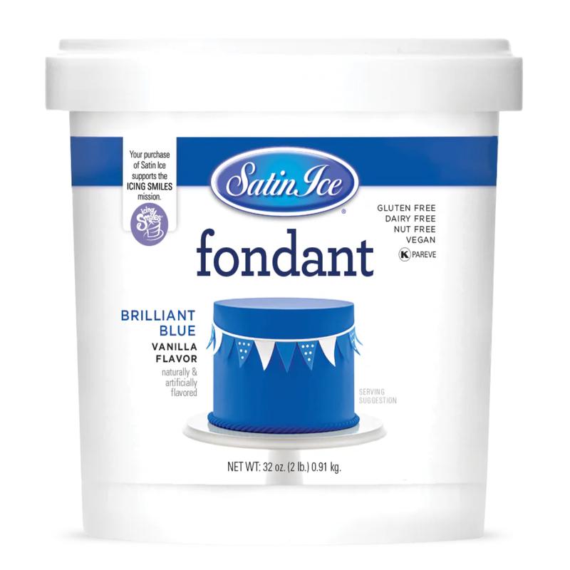 Rolled Fondant, Brilliant Blue, Vanilla, 2 lb. Pail