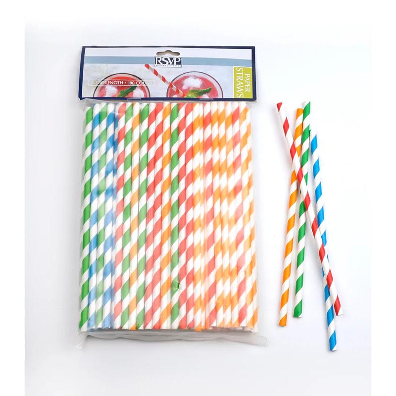 Striped Paper Straws, Pack of 100