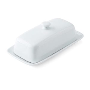 Chalk Porcelain Butter Dish, 21cm, White