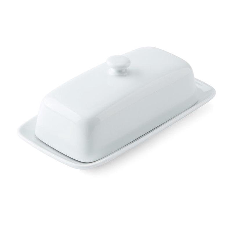 Chalk Porcelain Butter Dish, 21cm, White
