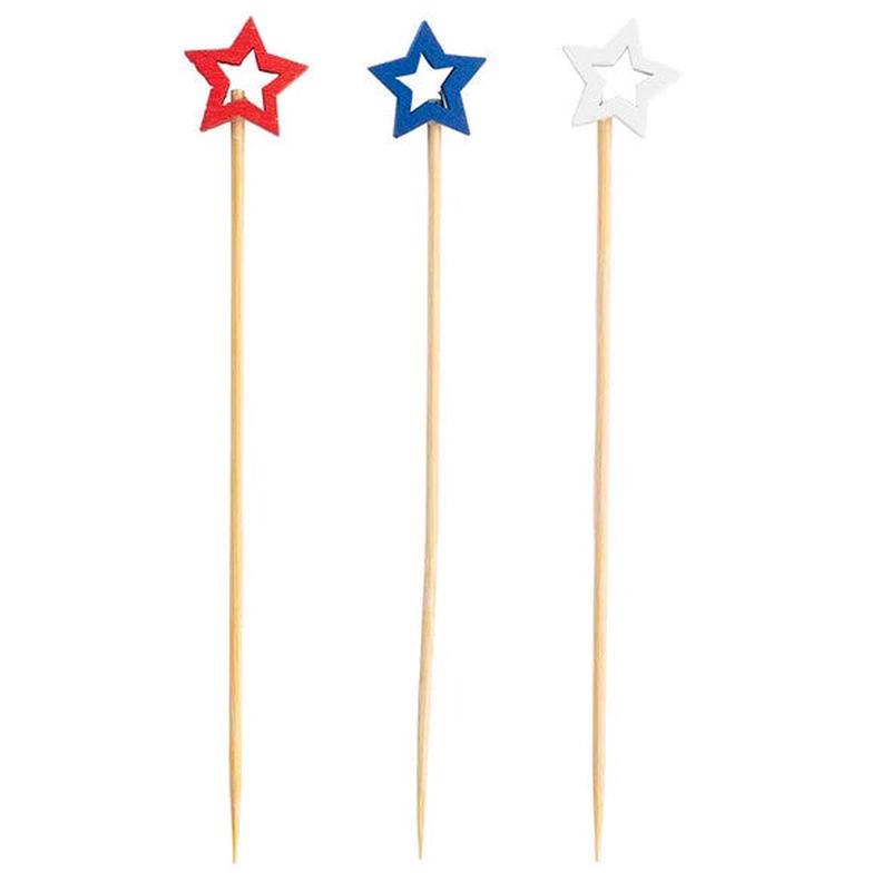 Red, White, and Blue Star Picks, Pack of 100