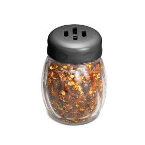 6 oz Swirl Glass Shaker, Black Slotted Top