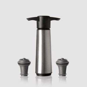 Original Stainless Steel Wine Saver with 2 Stoppers