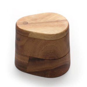 Double Layer Swivel Salt Box, Acacia Wood