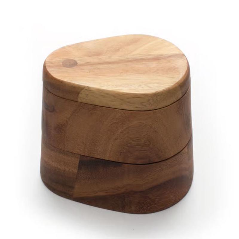 Double Layer Swivel Salt Box, Acacia Wood