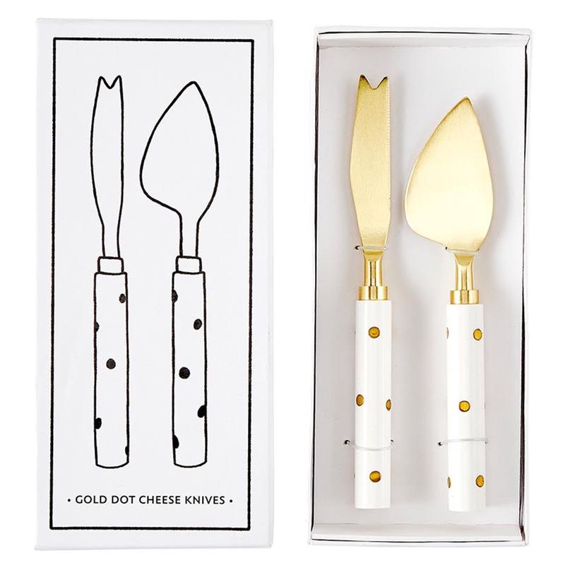 Gold Dot Cheese Knives, Set of 2