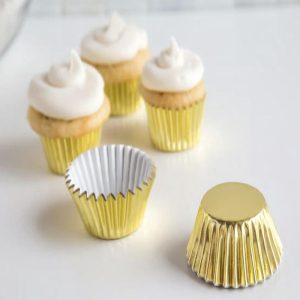 Mini Gold Foil Cupcake Liners, 48-Count