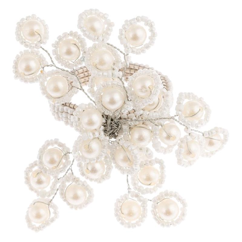 Pearl Sprig Napkin Rings, Set of 4