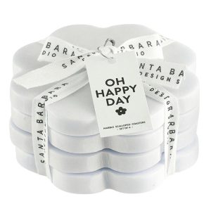 Scalloped Marble Coasters, Set of 4