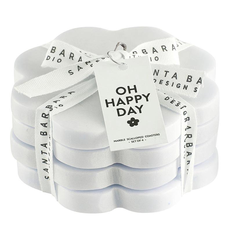 Scalloped Marble Coasters, Set of 4