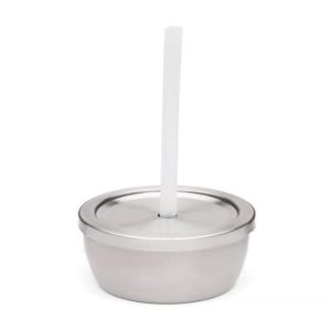 Stainless Steel Kids Cup with Lid and Silicone Straw, 8-Ounce