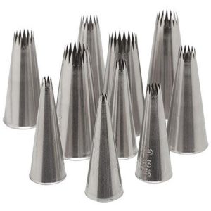 10-Piece Stainless Steel French Star Piping Tip Decorating Set