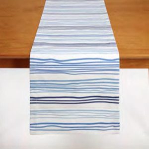 Blue Watercolor Stripe Table Runner