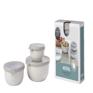 CIRQULA Shallow Food Container, Set of 3, Nordic White