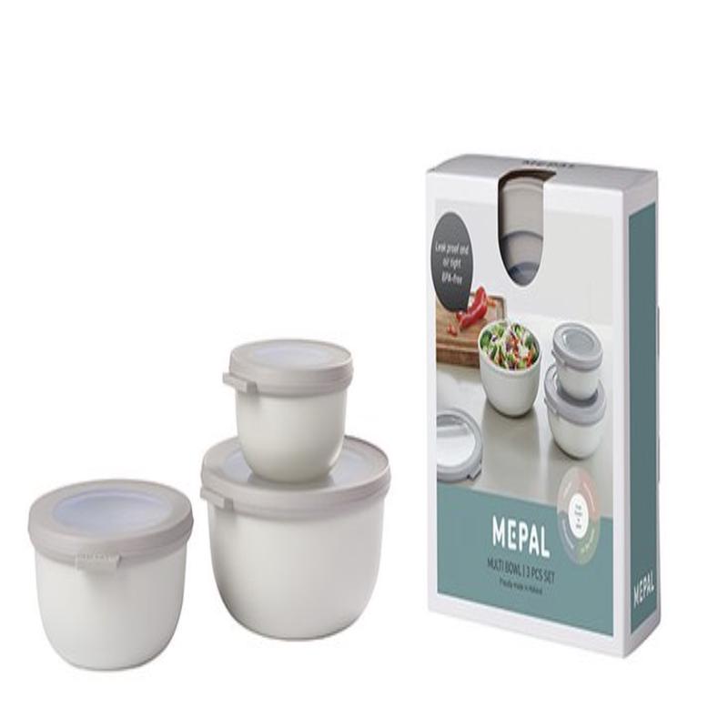 CIRQULA Shallow Food Container, Set of 3, Nordic White