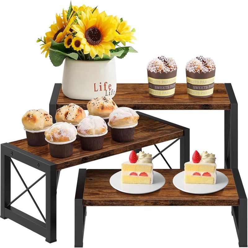 3 Tier Cupcake Stand & Wood Display Risers