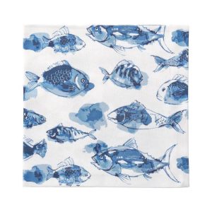 Blue Watercolor Fish Napkin