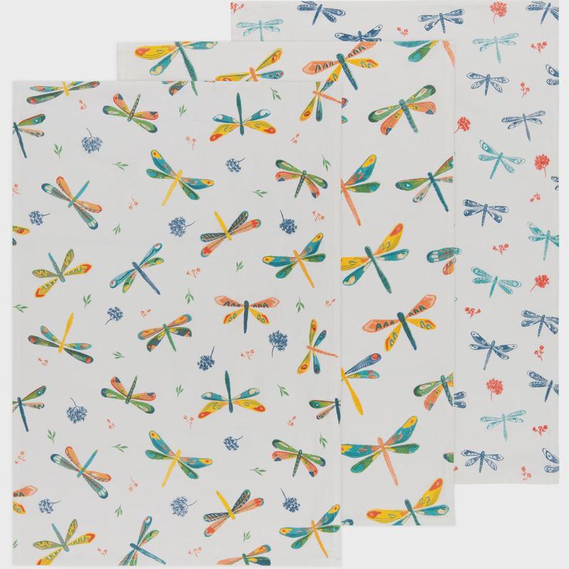 Dragonfly Baker Floursack Dishtowels, Set of 3