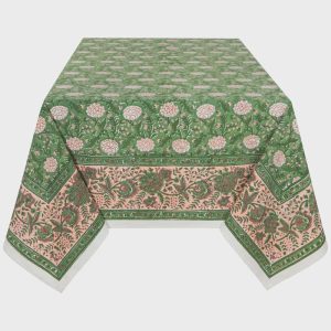 Peony Block Print Tablecloth, 60 x 90 Inches