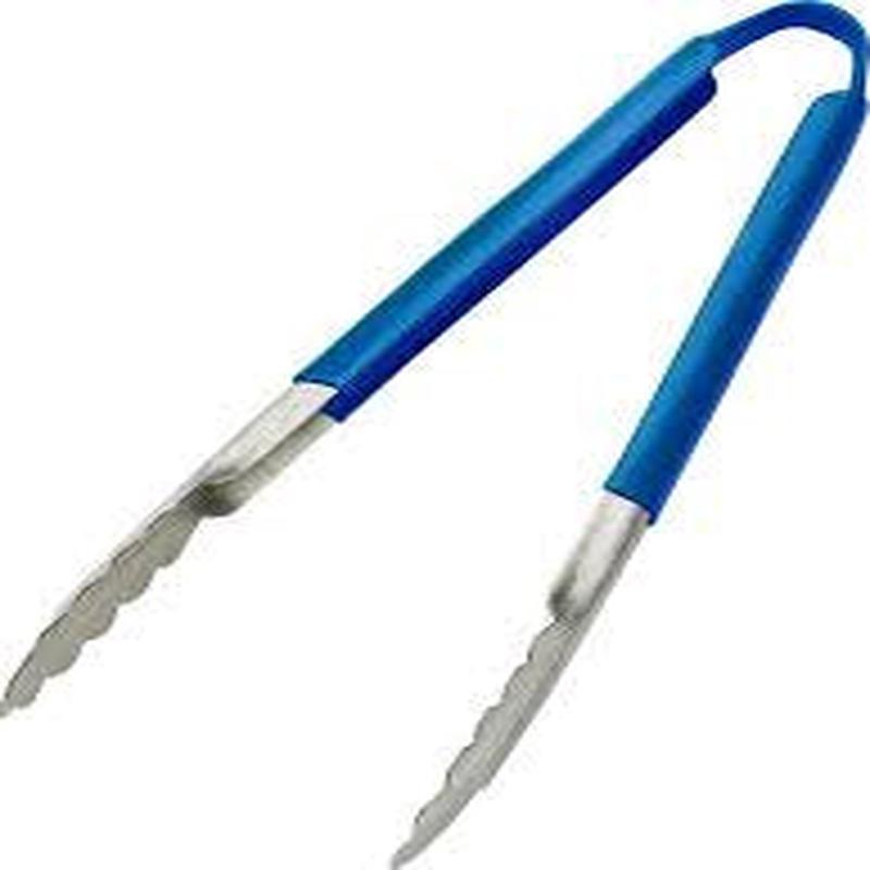 Stainless Steel Tongs with Blue Handle