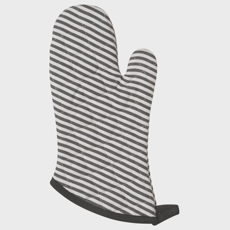 Superior Black Narrow Stripe Oven Mitt