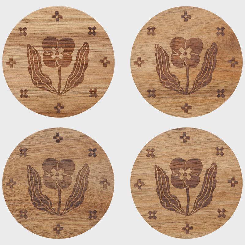 Teppi Engraved Coasters, Set of 4