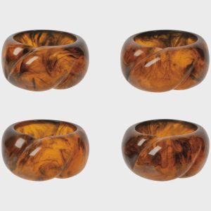 Tortoise Shell Resin Napkin Ring, Set of 4