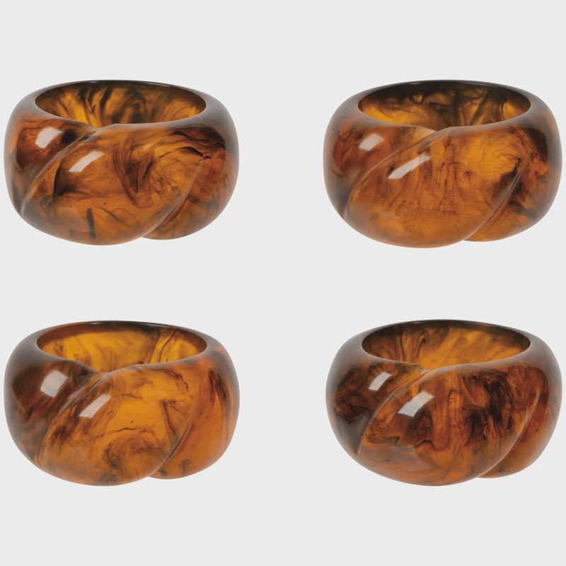 Tortoise Shell Resin Napkin Ring, Set of 4