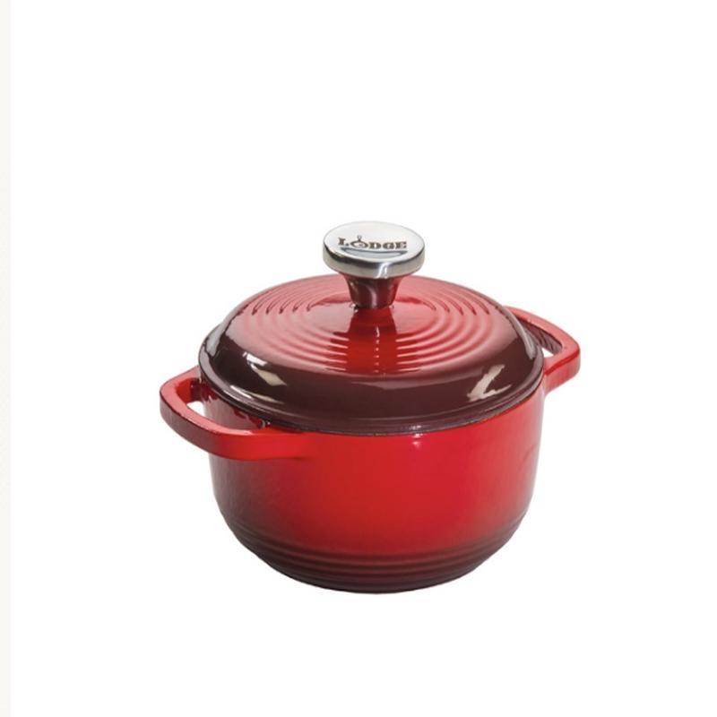 1.5 Quart Red Enameled Cast Iron Dutch Oven