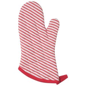 Oven Mitt, Red Narrow Stripe