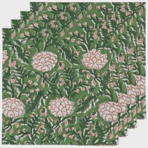 Peony Block Print Napkins | Set of 4