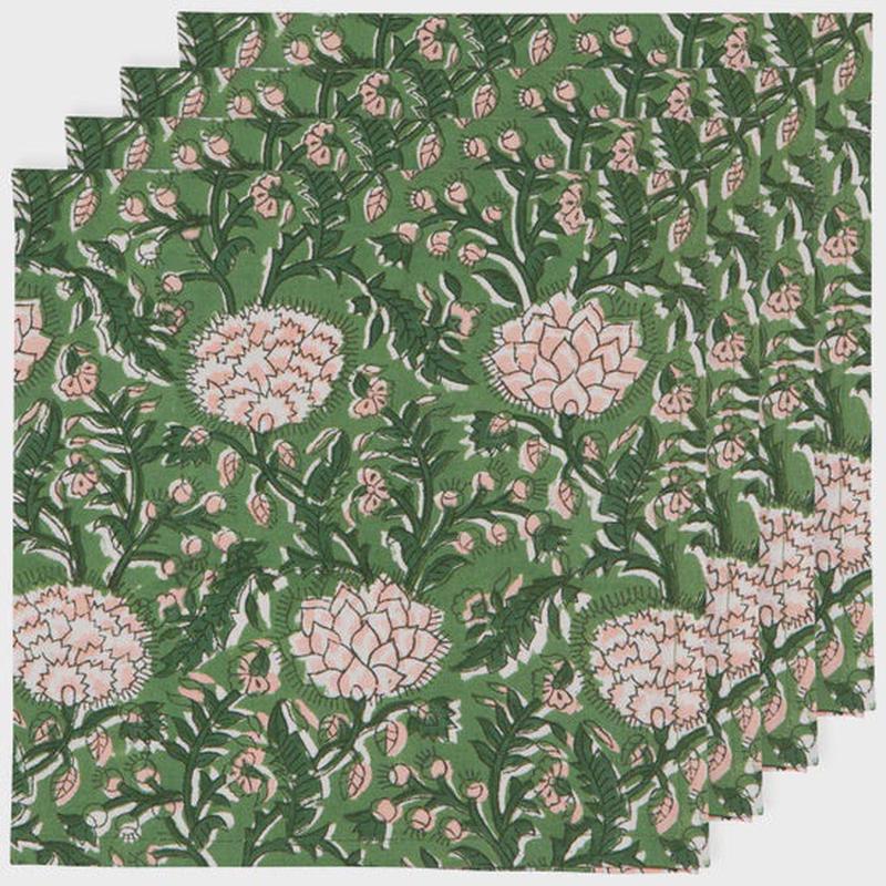 Peony Block Print Napkins | Set of 4