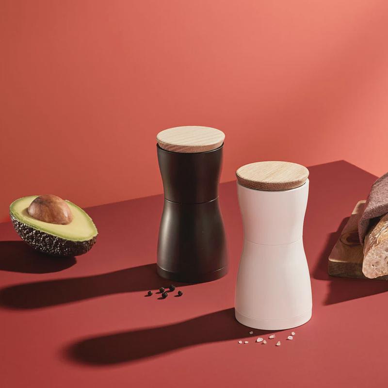 Twin Salt & Pepper Mill Set, Black + White