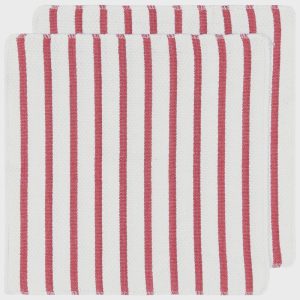 Basketweave Red Dishcloths, Set of 2