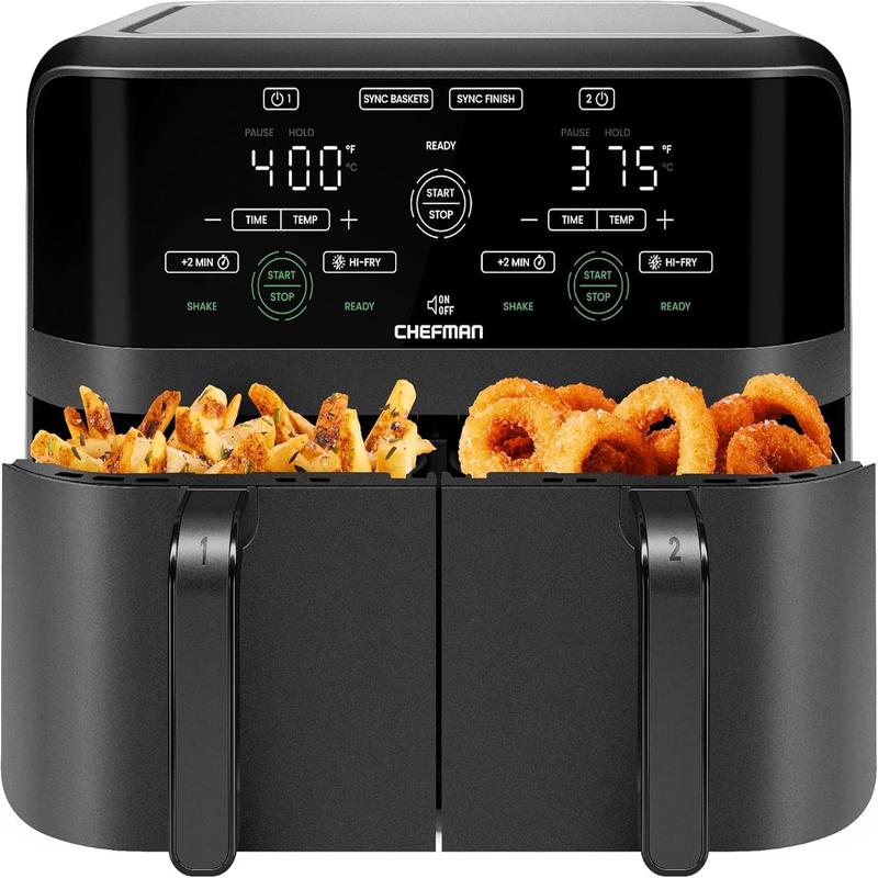 Chefman 6 Quart Dual Basket Air Fryer with Digital Touchscreen