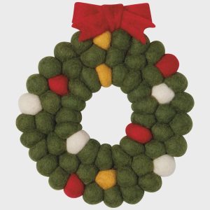 Christmas Wreath Felt Wool Trivet