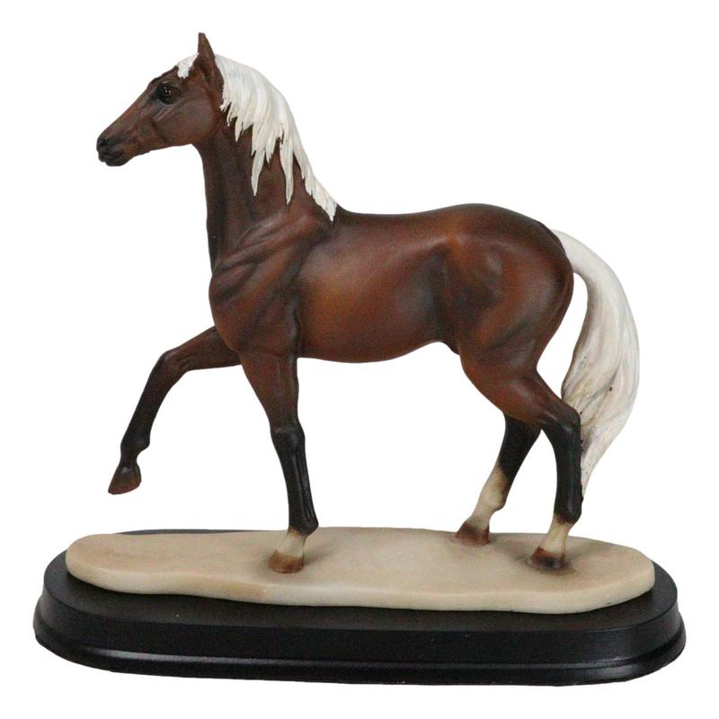 Equine Pride Flaxen Chestnut Horse With Fair Mane And Tail Figurine On Base
