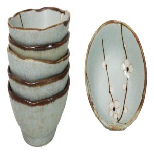 Pack Of 6 Japanese Sakura Cherry Blossoms Condiments Dipping Bowls or Sauce Dish