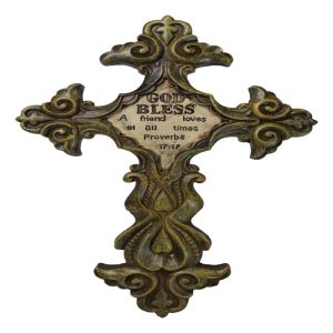 Rustic Southwestern Fleur De Lis Scrollwork God Bless A Friend Loves Wall Cross