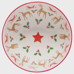 Santa's Reindeer Stamped Bowl 4 Inch