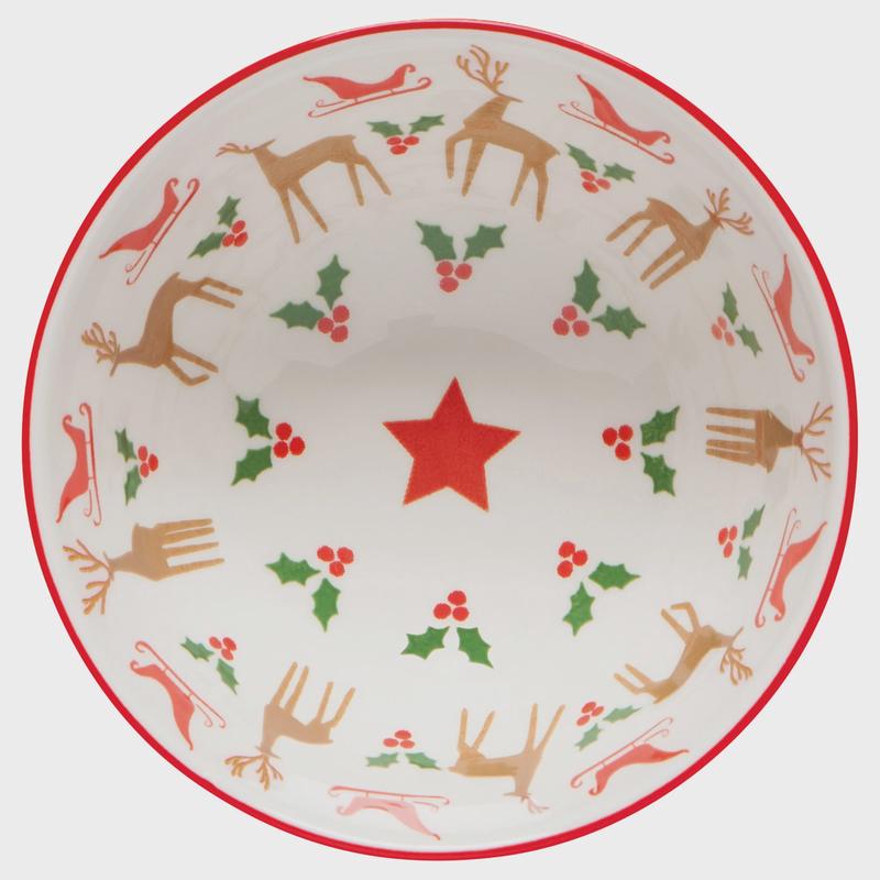 Santa's Reindeer Stamped Bowl 4 Inch