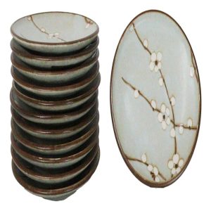 Set Of 12 Sakura Cherry Blossoms Japanese Porcelain Appetizer Dessert Plates