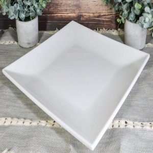 11" White Melamine Modern Square Serving Dinner Plates or Dish Platters Set of 2