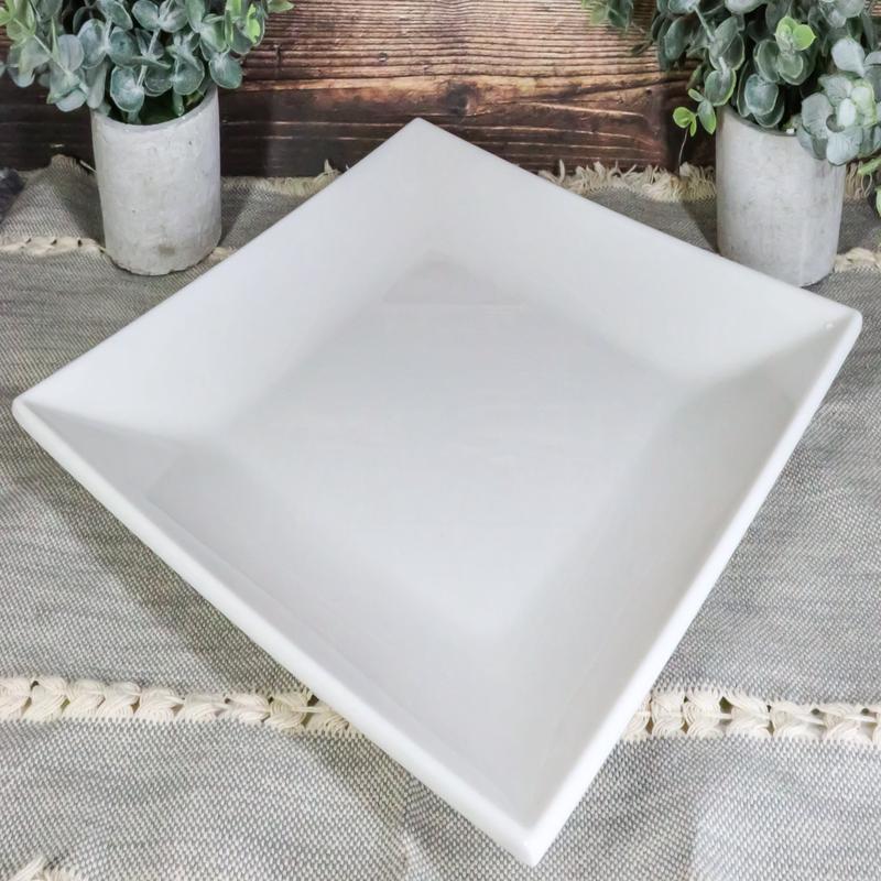 11" White Melamine Modern Square Serving Dinner Plates or Dish Platters Set of 2