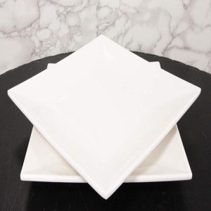 11" White Melamine Modern Square Serving Dinner Plates or Dish Platters Set of 5